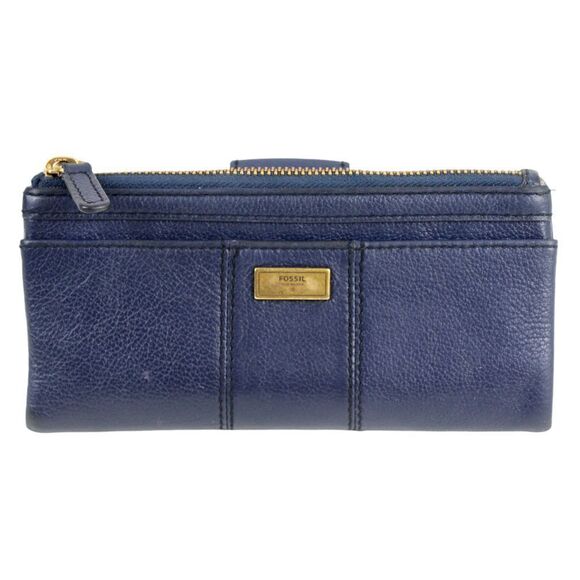 FOSSIL BLUE GENUINE LEATHER ID CARD COIN HOLDER BILL TWO COMPARTMENT WALLET - Picture 3 of 11